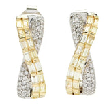Diamond Treasures 14K Two-tone Gold 1.03ctw Yellow & White Diamond J-Hoop Earrings