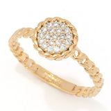 DIAMORE 14K Gold 0.16ctw Pave Diamond Rope Twist Halo Ring, 2.1 grams