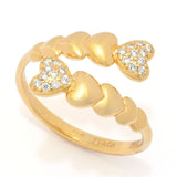 DIAMORE 14K Gold Polished 0.14ctw Pave Diamond Heart Beaded Bypass Ring