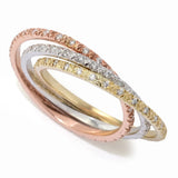 Tri-Color Gold Diamond 3-Band Ring