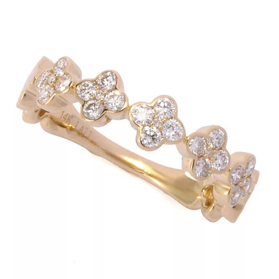 LALI Jewels 14KY Gold 0.45ctw Diamond Clover Station Ring