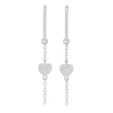 Zoey Blush Platinum Plated 0.17ctw Diamond Heart Threader Drop Earrings