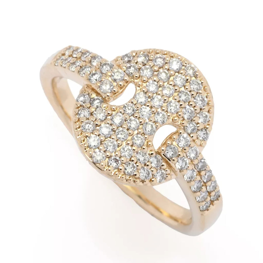 Morris & David 14KY Gold Polished 0.50ctw Pave Diamond Mariner Link Ring