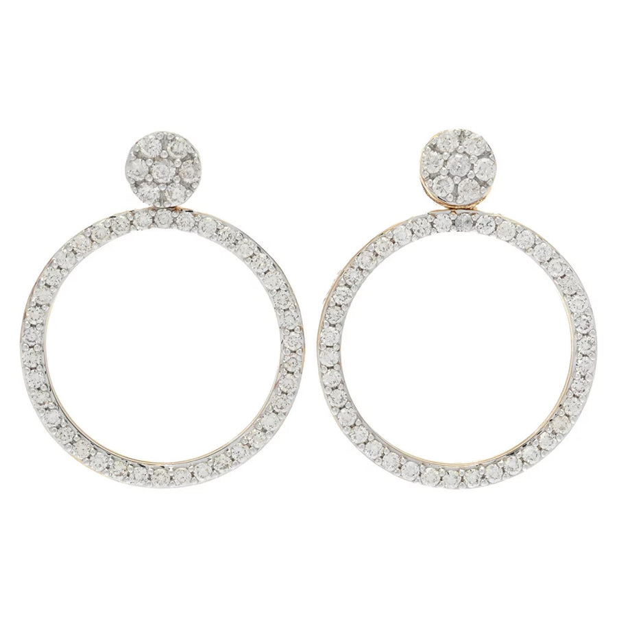 Diamond Reversible Circle Drop Earrings
