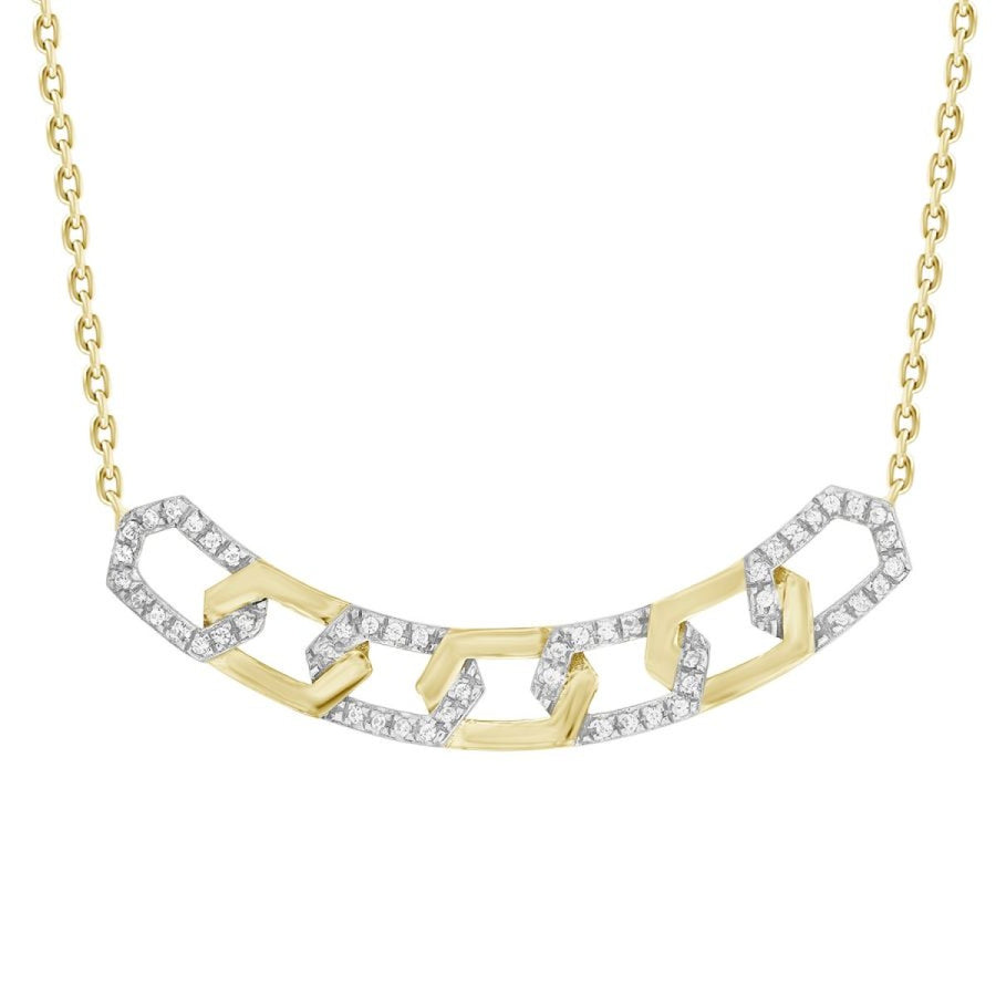 Diamond & Gold Bar Link Neckalce