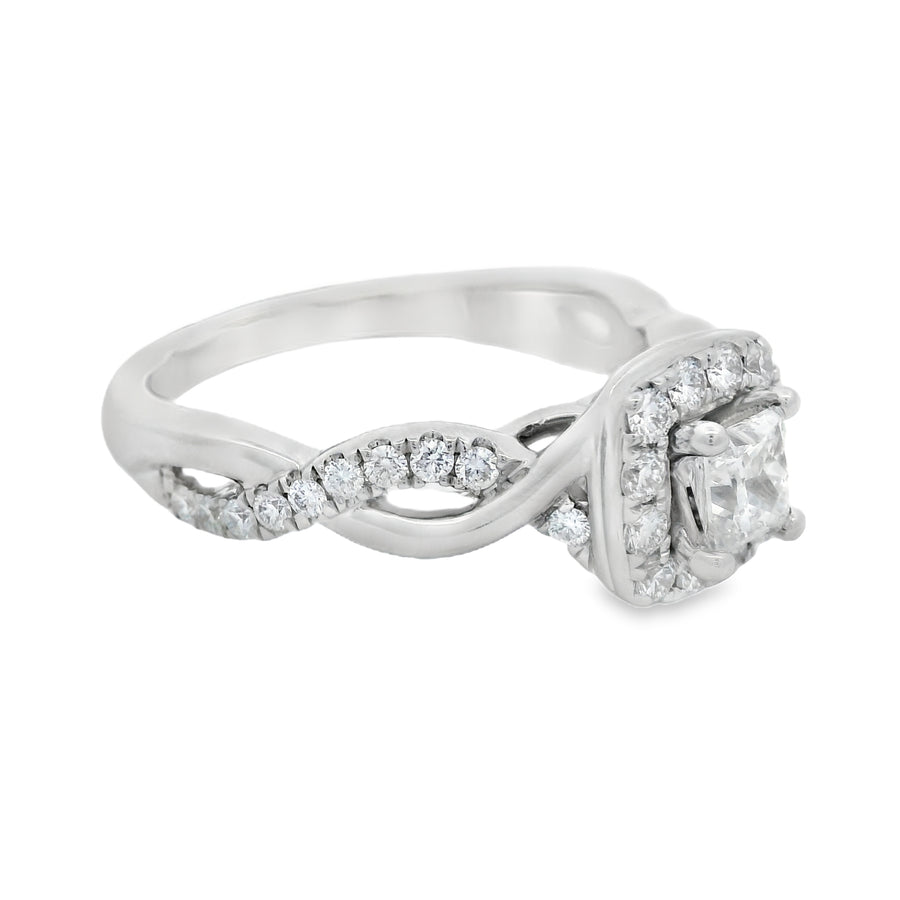 White Gold LEO Diamond Twist Halo Engagement Ring