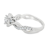 White Gold LEO Diamond Twist Halo Engagement Ring