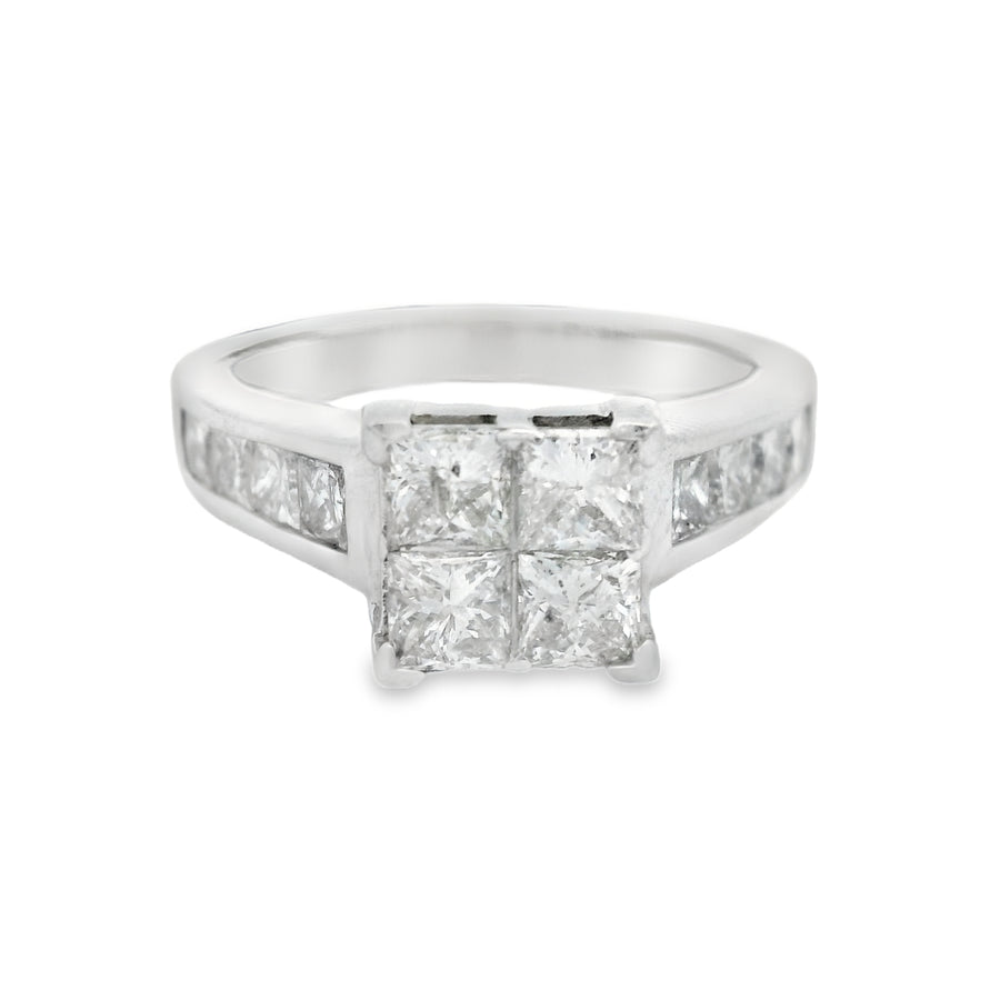 1 1/2CTW Princess Cut Diamond Quad Engagement Ring