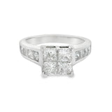 1 1/2CTW Princess Cut Diamond Quad Engagement Ring