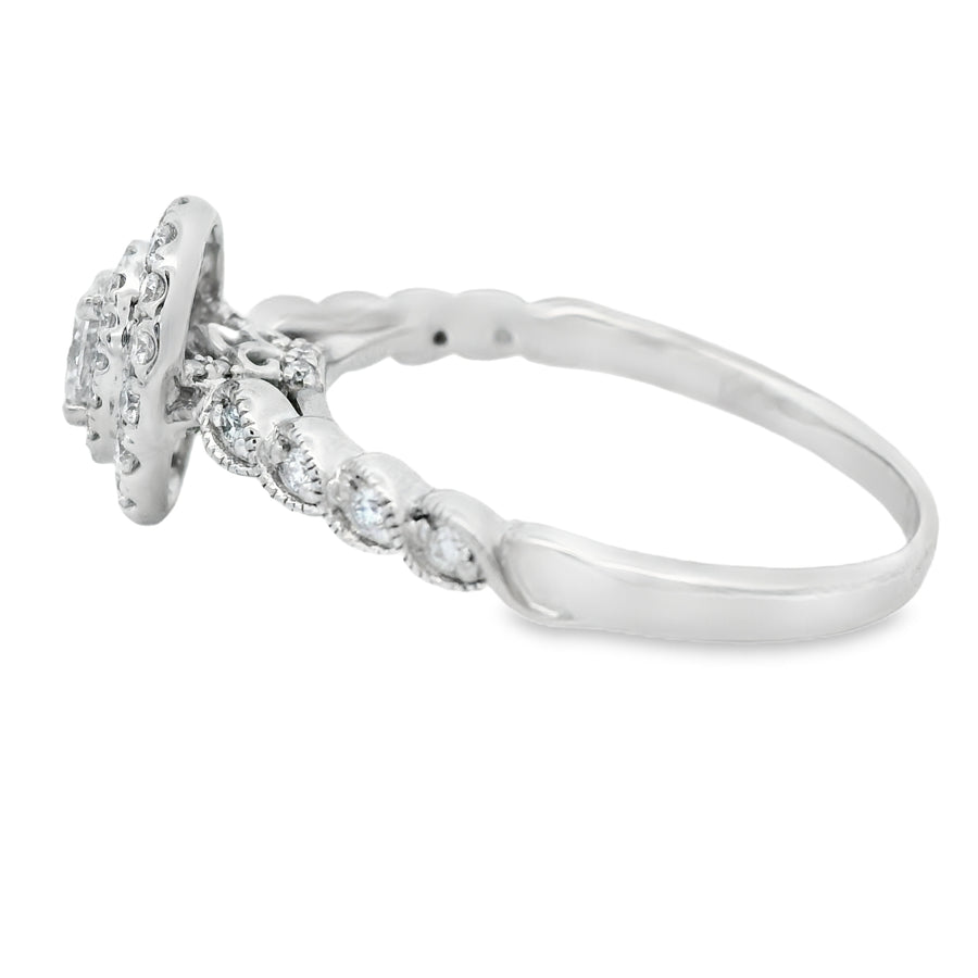 White Gold Oval Double Halo Diamond Ring