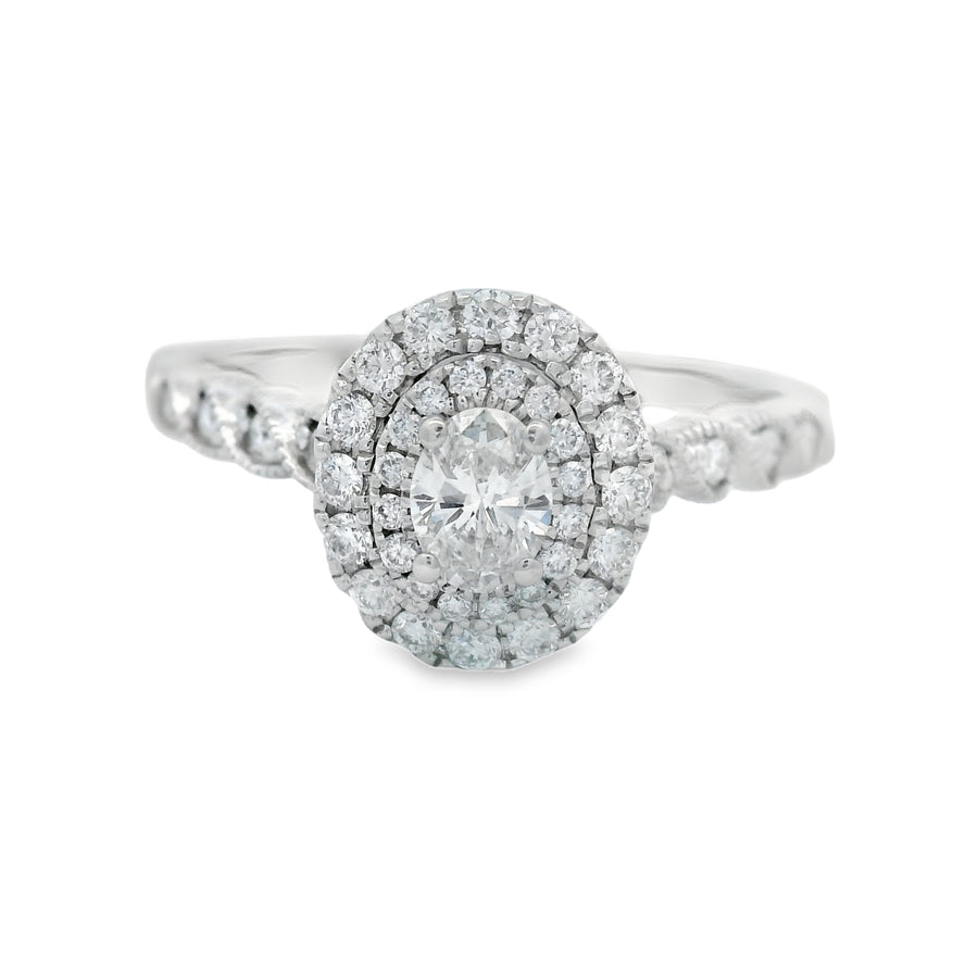 White Gold Oval Double Halo Diamond Ring