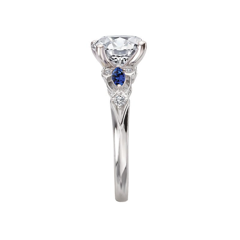 Diamond and Sapphire Semi-Mount Engagement Ring
