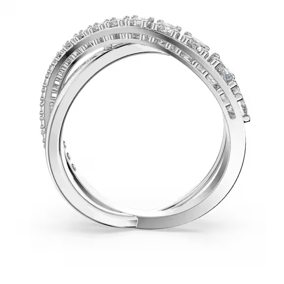 Swarovski Hyperbola ring Round cut, White, Rhodium plated