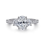 Gabriel & Co. ER16186O6W44JJ – 14K White Gold Oval Three-Stone Diamond Engagement Ring Setting (0.55 ct)
