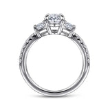 Gabriel & Co. ER16186O6W44JJ – 14K White Gold Oval Three-Stone Diamond Engagement Ring Setting (0.55 ct)