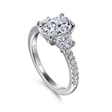 Gabriel & Co. ER16186O6W44JJ – 14K White Gold Oval Three-Stone Diamond Engagement Ring Setting (0.55 ct)