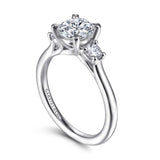 Gabriel & Co. “Sanaa” 14K White Gold Round Three-Stone Diamond Engagement Ring – ER14745R4W44JJ