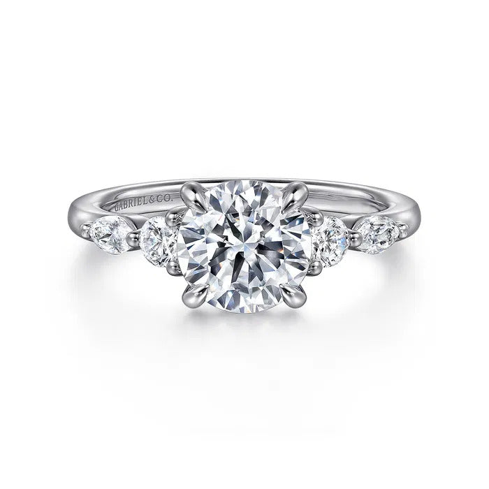 Gabriel & Co. ER16199R6W44JJ 14K White Gold Five-Stone Round Diamond Engagement Ring