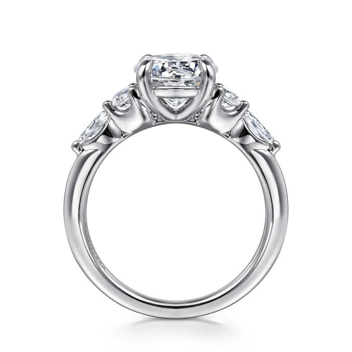 Gabriel & Co. ER16199R6W44JJ 14K White Gold Five-Stone Round Diamond Engagement Ring