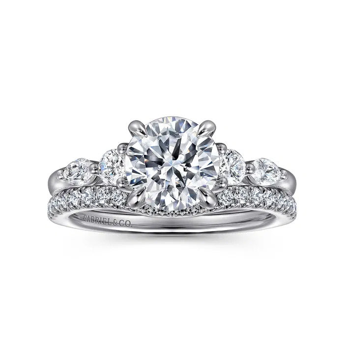 Gabriel & Co. ER16199R6W44JJ 14K White Gold Five-Stone Round Diamond Engagement Ring