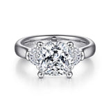 Gabriel & Co. Emme ER15846C12W83JJ – 18K White Gold Cushion Cut Three-Stone Diamond Engagement Ring