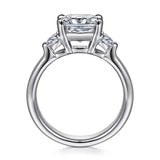 Gabriel & Co. Emme ER15846C12W83JJ – 18K White Gold Cushion Cut Three-Stone Diamond Engagement Ring