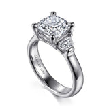 Gabriel & Co. Emme ER15846C12W83JJ – 18K White Gold Cushion Cut Three-Stone Diamond Engagement Ring
