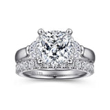 Gabriel & Co. Emme ER15846C12W83JJ – 18K White Gold Cushion Cut Three-Stone Diamond Engagement Ring