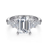 Gabriel & Co. Everley ER15815E11W83JJ – 18K White Gold Emerald Cut Five Stone Diamond Engagement Ring