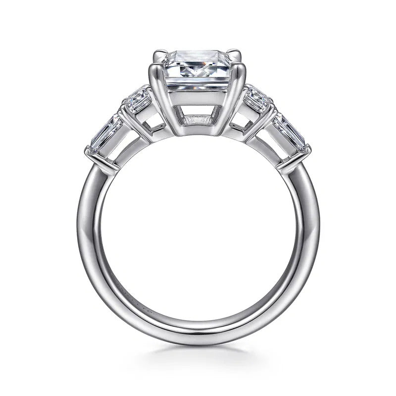 Gabriel & Co. Everley ER15815E11W83JJ – 18K White Gold Emerald Cut Five Stone Diamond Engagement Ring