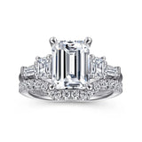 Gabriel & Co. Everley ER15815E11W83JJ – 18K White Gold Emerald Cut Five Stone Diamond Engagement Ring