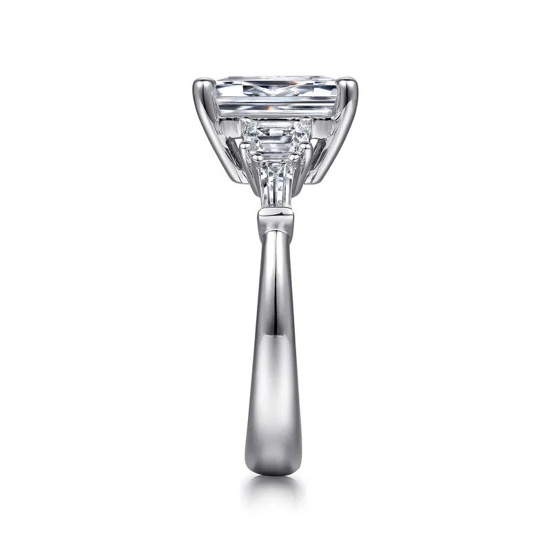 Gabriel & Co. Everley ER15815E11W83JJ – 18K White Gold Emerald Cut Five Stone Diamond Engagement Ring