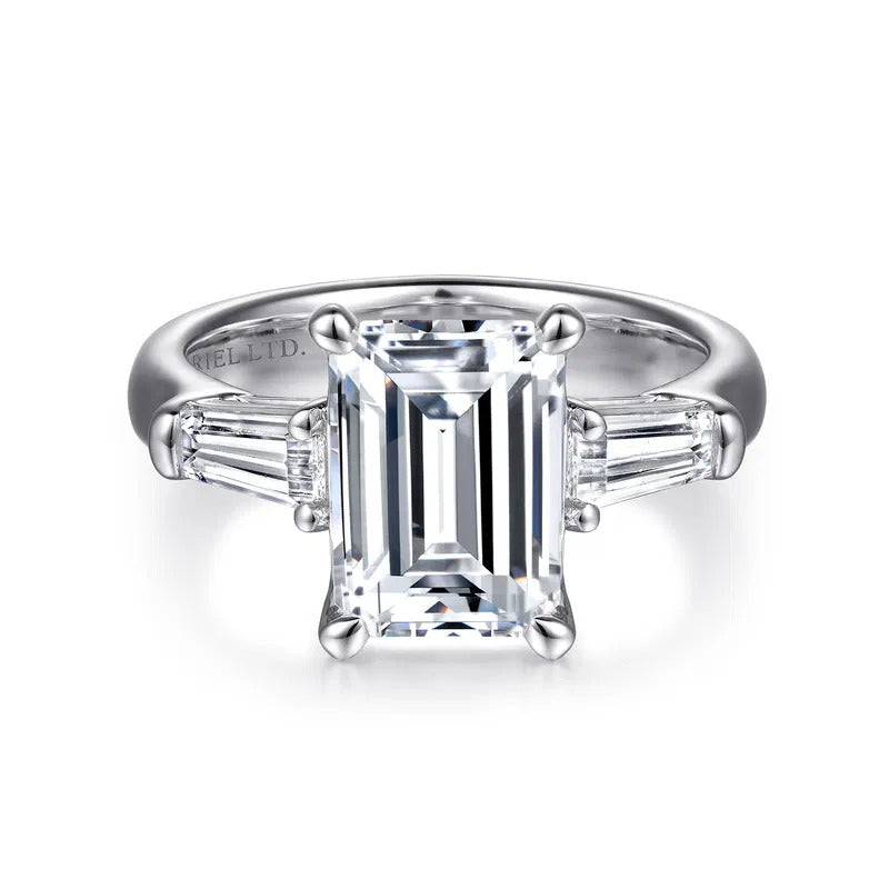 Gabriel & Co. Belma ER15840E12W83JJ – 18K White Gold Emerald Cut Diamond Engagement Ring