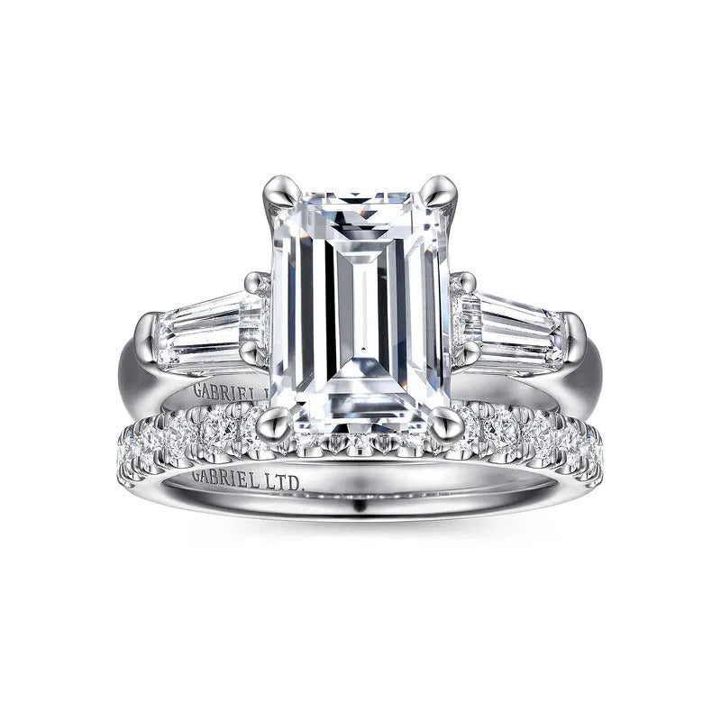 Gabriel & Co. Belma ER15840E12W83JJ – 18K White Gold Emerald Cut Diamond Engagement Ring
