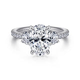Gabriel & Co. “Wilda” 18K White Gold Oval Three-Stone Diamond Engagement Ring Setting – ER15341O8W83JJ