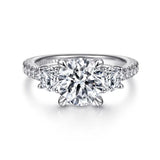 Gabriel & Co. Finian ER15002R8W83JJ – 18K White Gold Round Three-Stone Diamond Engagement Ring