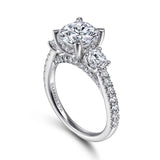 Gabriel & Co. Finian ER15002R8W83JJ – 18K White Gold Round Three-Stone Diamond Engagement Ring