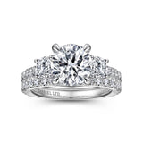 Gabriel & Co. Finian ER15002R8W83JJ – 18K White Gold Round Three-Stone Diamond Engagement Ring