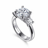 Gabriel & Co. Aneta ER15820R12W83JJ – 18K White Gold Round Three-Stone Diamond Engagement Ring