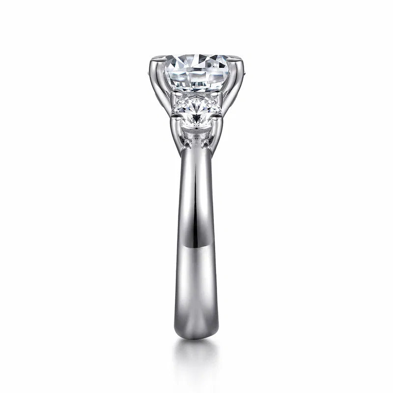 Gabriel & Co. Aneta ER15820R12W83JJ – 18K White Gold Round Three-Stone Diamond Engagement Ring