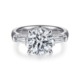 Gabriel & Co. Cammie ER15843R12W83JJ – 18K White Gold Round Three-Stone Diamond Engagement Ring