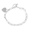 AV Diamonds 301759W-SS Sterling Silver .25cttw Diamond Ladies Bracelet with Heart Charm