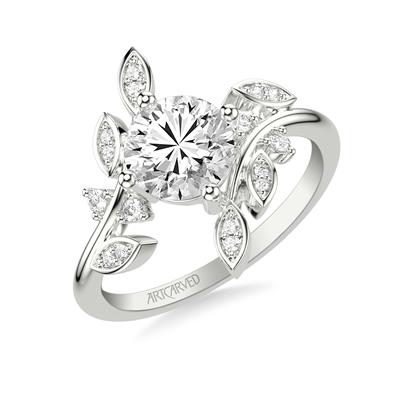 Artcarved 14K White Gold Contemporary Floral Engagement Ring