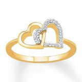 AV Diamonds 358316Y 10K Yellow Gold .15cttw Diamond Ladies Split Ring with Hearts