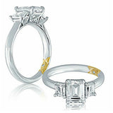 A.Jaffe White Gold Emerald Cut Three Stone Engagement Ring Setting