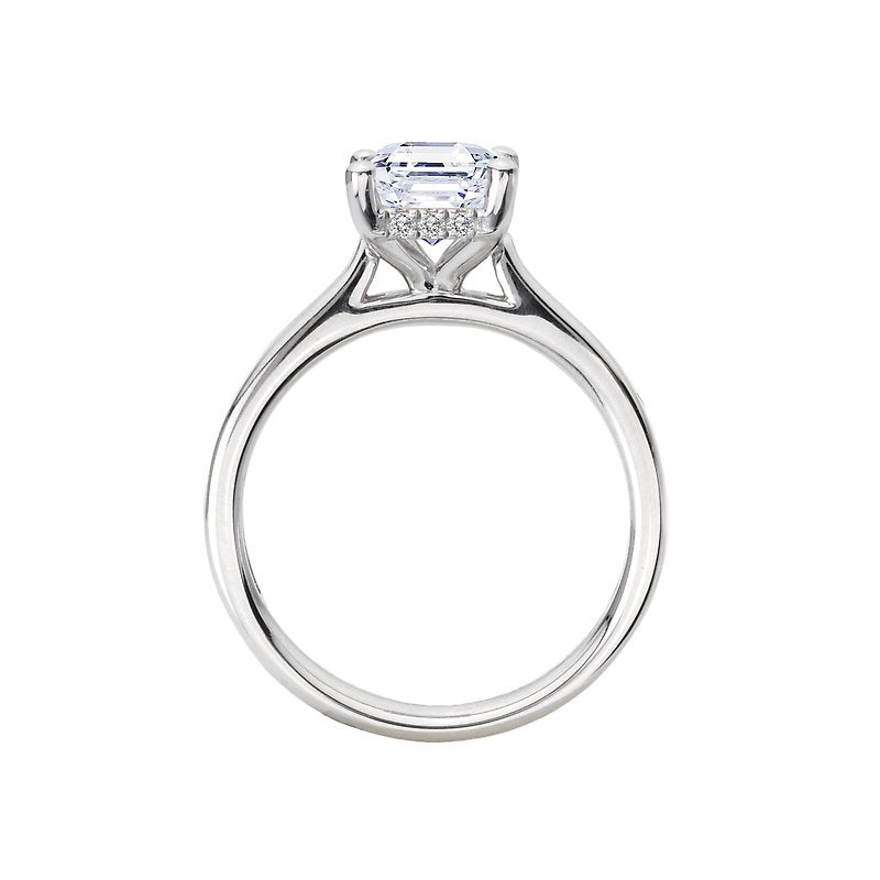 Romance 160236-EM200 – 14K White Gold Hidden Halo Semi-Mount Engagement Ring for Emerald-Cut Center