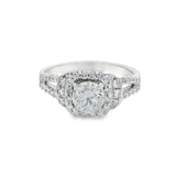 White Gold Split Shank Round Halo Diamond Ring