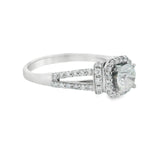 White Gold Split Shank Round Halo Diamond Ring