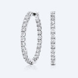 Platinum 3.06 CTW Diamond Inside Out Hoop Earrings