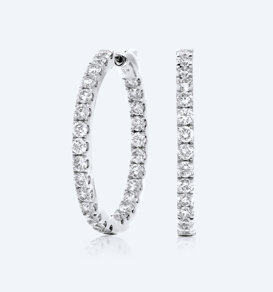 Platinum 3.06 CTW Diamond Inside Out Hoop Earrings